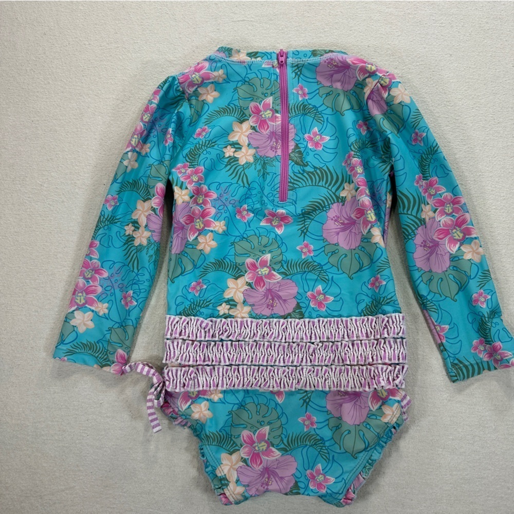 Ruffle Butts Floral Long Sleeve Kids 1 Piece Swimwear Sz 3T - Picture 6 of 7